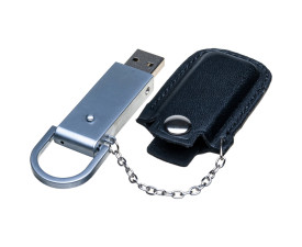 Флеш-пам'ять 'Престиж' 128 Гб метал + шкіра (Чорний)