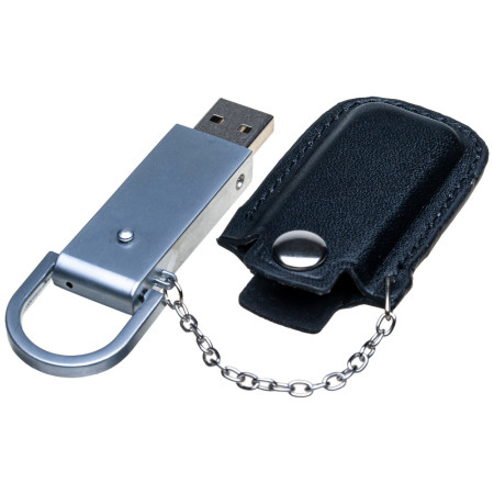 Флеш-пам'ять 'Престиж' 128 Гб метал + шкіра (Чорний)