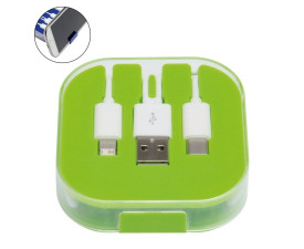 Зарядний кабель-перехідник 'Recharger' 3-в-1 (Світло-зелений)