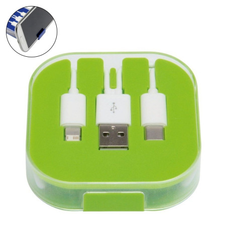 Зарядний кабель-перехідник 'Recharger' 3-в-1 (Світло-зелений)