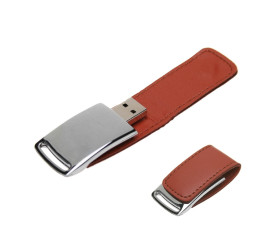 Флеш-пам'ять 'Шарм' 32 Гб метал + шкіра (Коричневий)