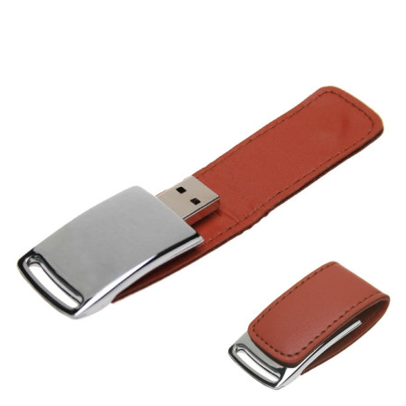 Флеш-пам'ять 'Шарм' 32 Гб метал + шкіра (Коричневий)