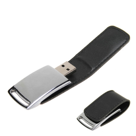 Флеш-пам'ять 'Шарм' 32 Гб метал + шкіра (Чорний)