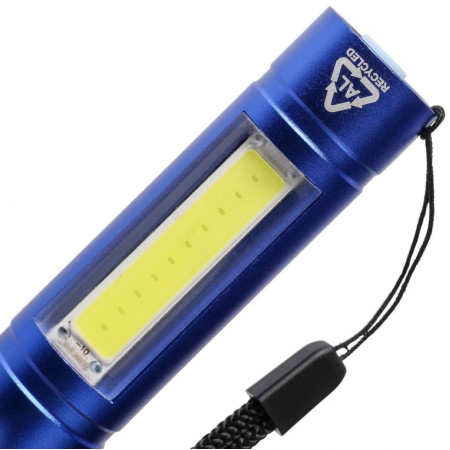 Ліхтарик 'Sami' COB-LED з переробленого алюмінію (Синій) Ліхтарик 'Sami' COB-LED з переробленого алюмінію (Синій)
