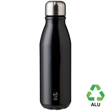 Пляшка з переробленого алюмінію 'Adalyn' 550 мл (Чорний)