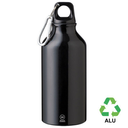 Пляшка з переробленого алюмінію 'Erich' 400 мл (Чорний) Пляшка з переробленого алюмінію 'Erich' 400 мл (Чорний)