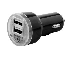 Автомобільний зарядний пристрій 2 порти USB 2.0 (Чорний)