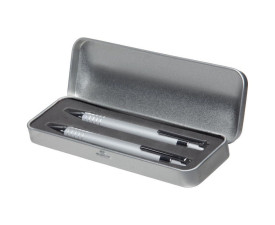 Набір алюмінієвий 'Yolanda' (ручка + олівець) чорне чорнило (Срібний)