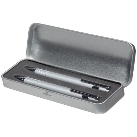 Набір алюмінієвий 'Yolanda' (ручка + олівець) чорне чорнило (Срібний)