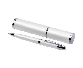 Ручка металева в тубусі 'Mark' поворотна чорне чорнило (Білий)