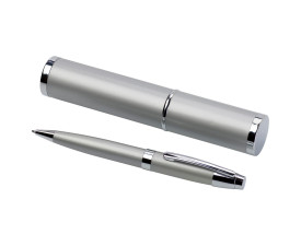 Ручка металева в тубусі 'Mark' поворотна чорне чорнило (Срібний)