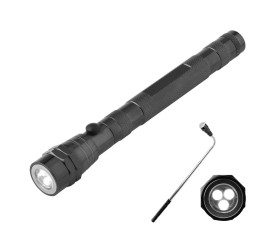 Ліхтарик телескопічний алюмінієвий 'Aya' з магнітом (Чорний)