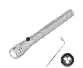 Ліхтарик телескопічний алюмінієвий 'Aya' з магнітом (Срібний)