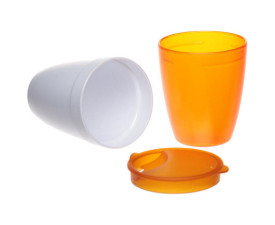 Склянка 2-в-1 пластикова 370 мл (Помаранчевий) Склянка 2-в-1 пластикова 370 мл (Помаранчевий)