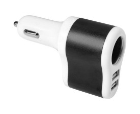 Автомобільний зарядний пристрій 2 порти USB 2.0 + розгалужувач (Чорний)
