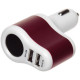Автомобільний зарядний пристрій 2 порти USB 2.0 + розгалужувач (Червоний)