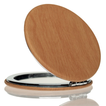 Дзеркальце метал + шкірзам 'Madonna Wood' (Коричневий)