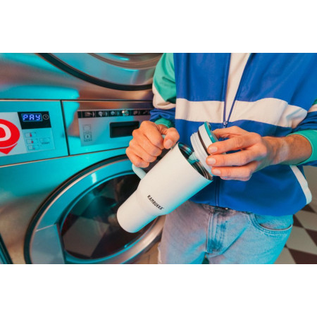 Термокухоль 950 мл сталева Kambukka Rio, вакуумна (білий/блакитний)