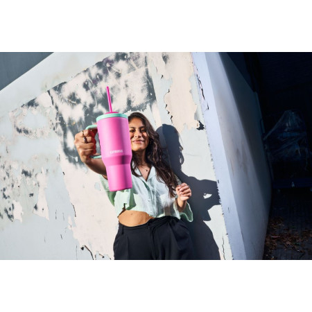 Термокухоль 950 мл сталева Kambukka Rio, вакуумна (рожевий/м'ятний)