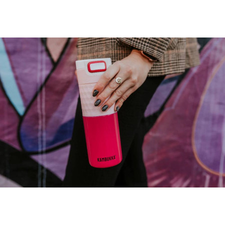 Термокружка 500 мл сталева Kambukka Etna Grip, вакуумна (рожевий/малиновий)