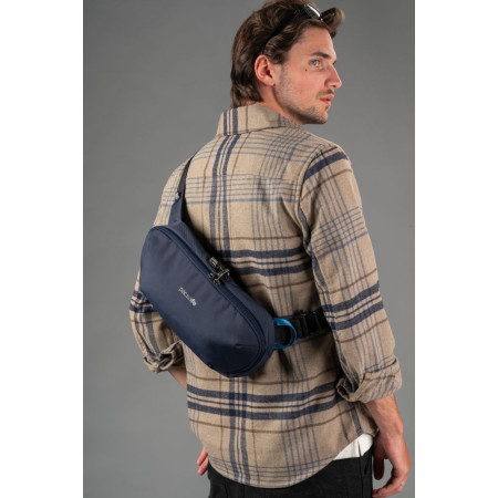 Сумка через плече антизлодій Pacsafe Metrosafe X Urban Sling (темно-синій)