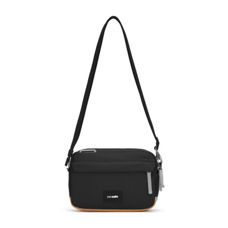 Сумка через плече антизлодій Pacsafe GO Crossbody (чорний/помаранчевий)