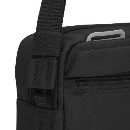 Сумка через плече антизлодій Pacsafe GO Crossbody (чорний/помаранчевий)