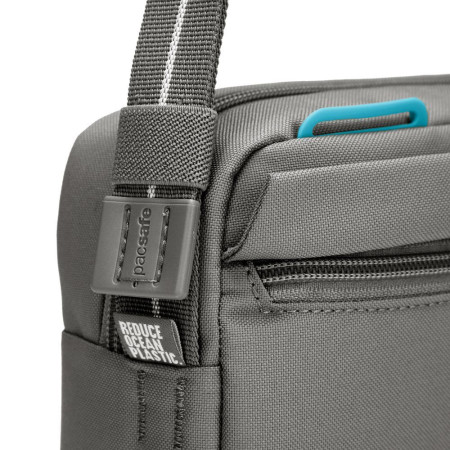 Сумка через плече антизлодій Pacsafe GO Crossbody (сірий/помаранчевий)