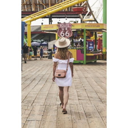 Сумка через плече антизлодій Pacsafe GO Crossbody (рожевий/помаранчевий)