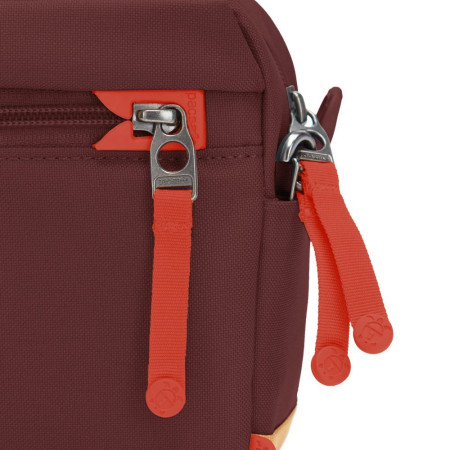 Сумка через плече антизлодій Pacsafe GO Crossbody (бургунді/помаранчевий)