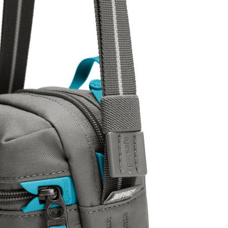 Сумка через плече антизлодій Pacsafe GO Micro Crossbody (сірий/блакитний)