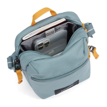 Сумка через плече антизлодій Pacsafe GO Micro Crossbody (свіжий м'ятний/помаранчевий)