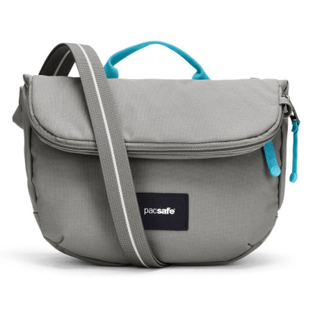 Сумка через плече антизлодій Pacsafe GO Saddle Crossbody (сірий/блакитний)