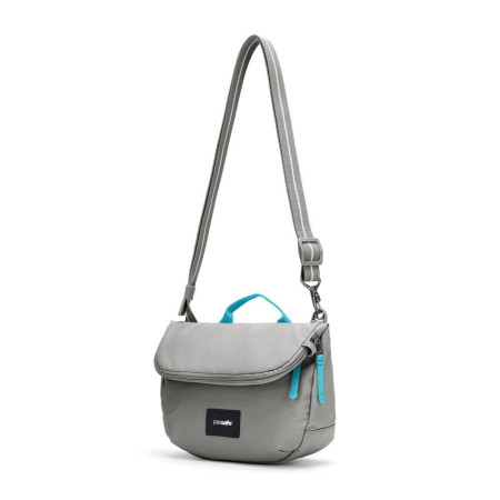 Сумка через плече антизлодій Pacsafe GO Saddle Crossbody (сірий/блакитний)