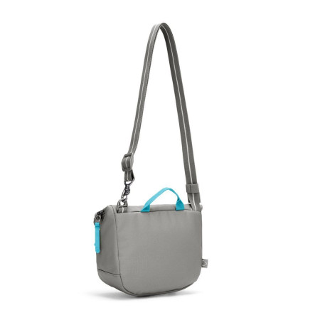 Сумка через плече антизлодій Pacsafe GO Saddle Crossbody (сірий/блакитний)
