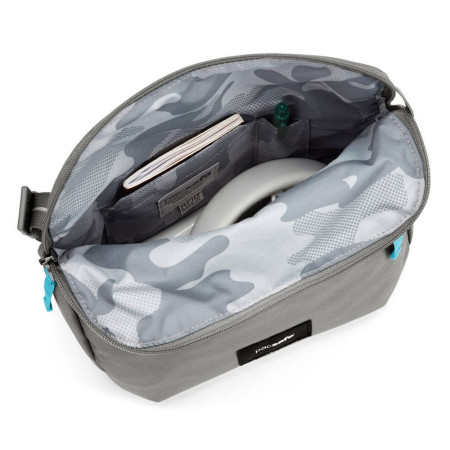 Сумка через плече антизлодій Pacsafe GO Saddle Crossbody (сірий/блакитний)