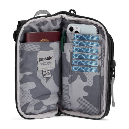 Сумка через плече антизлодій Pacsafe GO Tech Crossbody (насичений чорний)