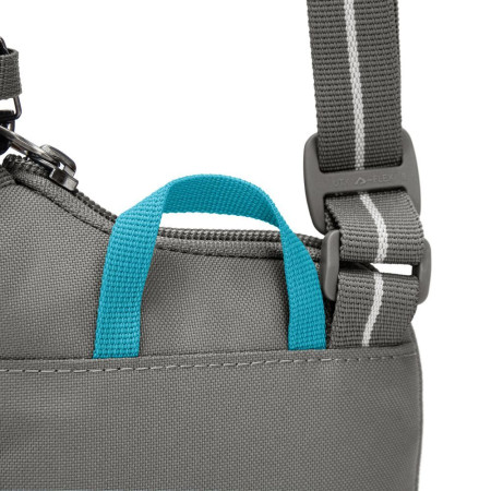 Сумка через плече антизлодій Pacsafe GO Tech Crossbody (сірий/блакитний)