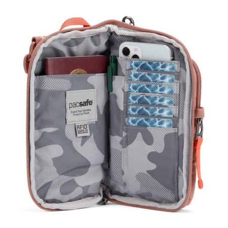 Сумка через плече антизлодій Pacsafe GO Tech Crossbody (рожевий)
