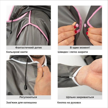 Тренч/дощовик Perletti City напівпрозорий з окантовкою та чохлом (прозорий/темно-синій) Тренч/дощовик Perletti City напівпрозорий з окантовкою та чохлом (прозорий/темно-синій)