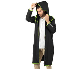 Тренч/дощовик Perletti City напівпрозорий з окантовкою та чохлом (чорний/лайм)