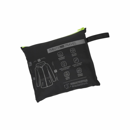 Вітровка чоловіча Perletti Windbreaker зі світловідбиваючими еламентами та чохлом (чорний/лайм)