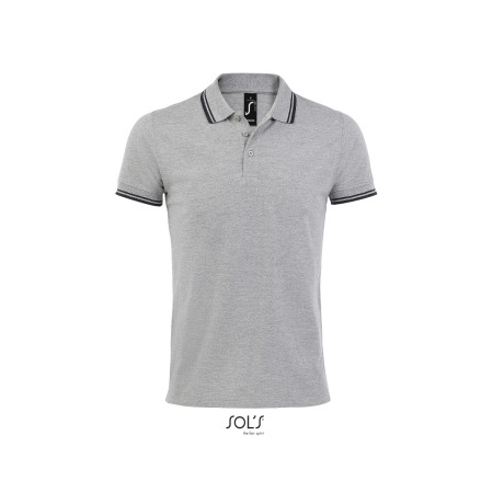 Футболка поло чоловіча SOL'S Pasadena (сірий меланж/кобальт)