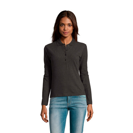 Лонгслів поло SOL'S Podium (вугільний меланж)