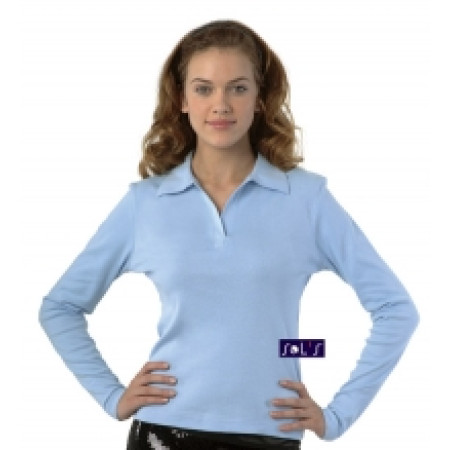 Лонгслів поло жіночий SOL'S Pulp (небесно-блакитний)