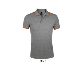 Футболка поло чоловіча SOL'S Pasadena (сірий меланж/помаранчевий)