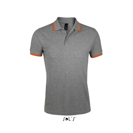 Футболка поло чоловіча SOL'S Pasadena (сірий меланж/помаранчевий)