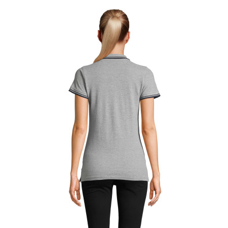 Футболка поло жіноча SOL'S Pasadena (сірий меланж/кобальт)