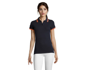 Футболка поло жіноча SOL'S Pasadena (кобальт/неоново-помаранчевий)