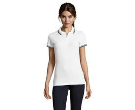 Футболка поло жіноча SOL'S Pasadena (білий/темно-синій)
